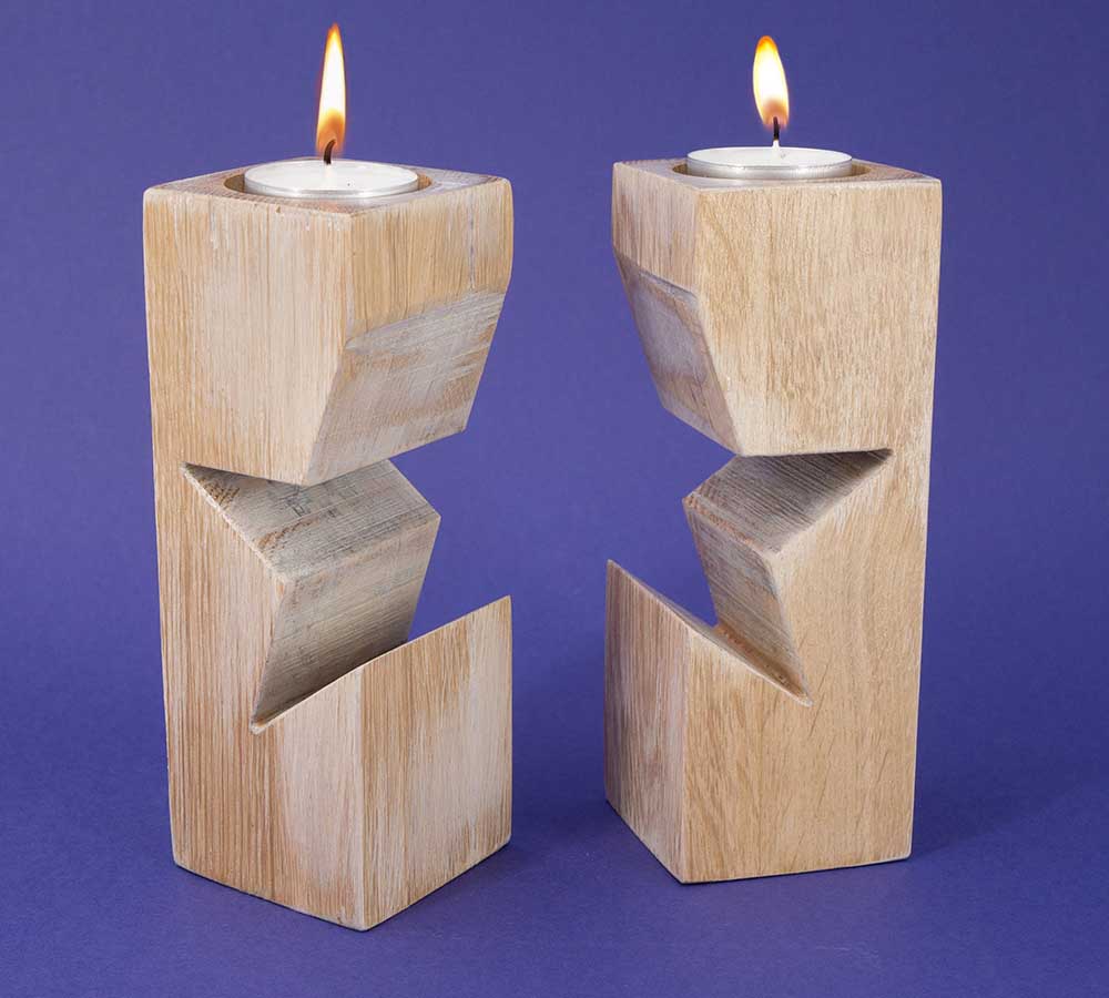 Teelichthalter-Set &quot;STERN&quot; aus Eichenholz