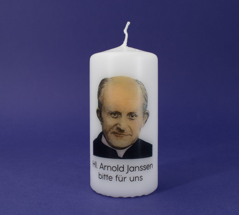 Kerze Motiv &quot;Hl. Arnold Janssen - bitte für uns&quot;
