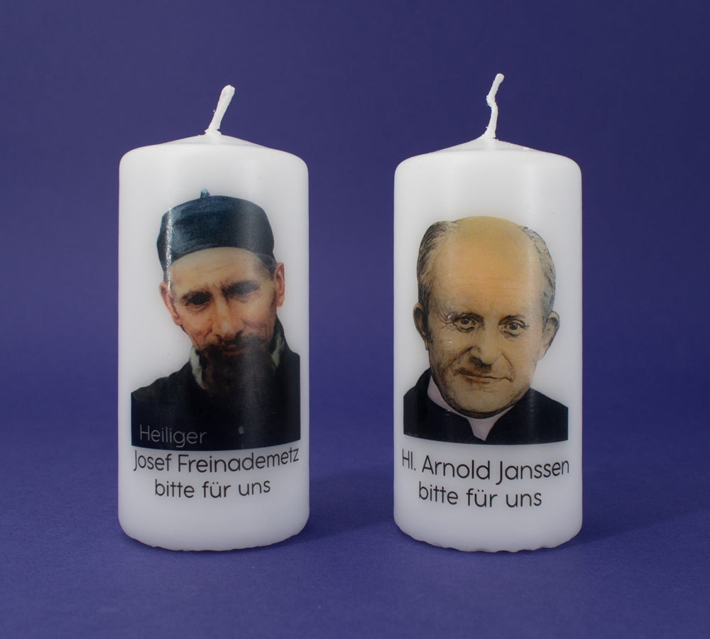 2-er Kerzenset - Motive Hl. Arnold Janssen und  Hl. Josef Freinademetz