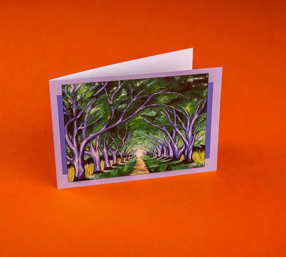 Kunst-Postkarte: Blaue Allee